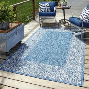 Blue Outdoor Border Rug