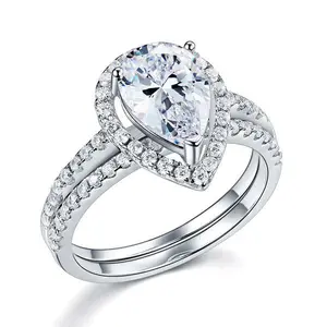 2 Carat Pear Cut Halo Ring