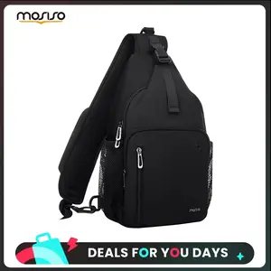 MOSISO Sling Backpack Bag, Crossbody Shoulder Bag for Travel, Hiking, Daypack Chest Bag with Front Square Pocket, USB Charging Port, Water Bottle Mesh Pouch, Ideal for Men & Women