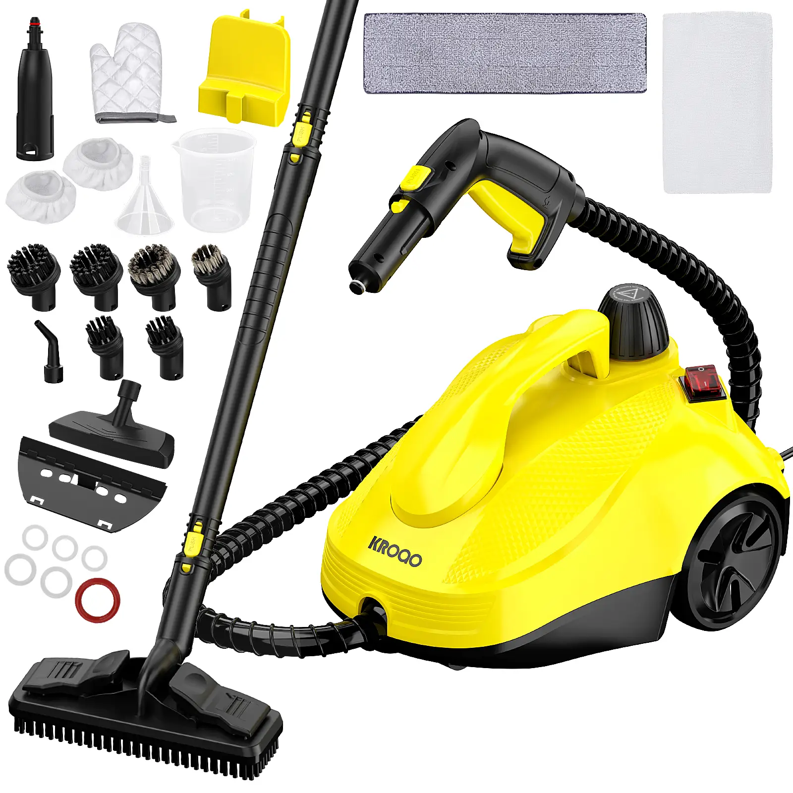 Steam Cleaner Heavy Duty Canister Steamer with 26 Accessories, Steam Mop with 5M Extra-Long Power Cord for Home Floor Cleaning