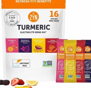 ZYN Electrolyte Drink Mix Hydration Packets, Electrolytes Powder, Hydration Packets w/Turmeric Curcumin, Vitamin C and D, Zinc, Hydrate Electrolyte Powder Packets for Wellness, Variety Pack of 16