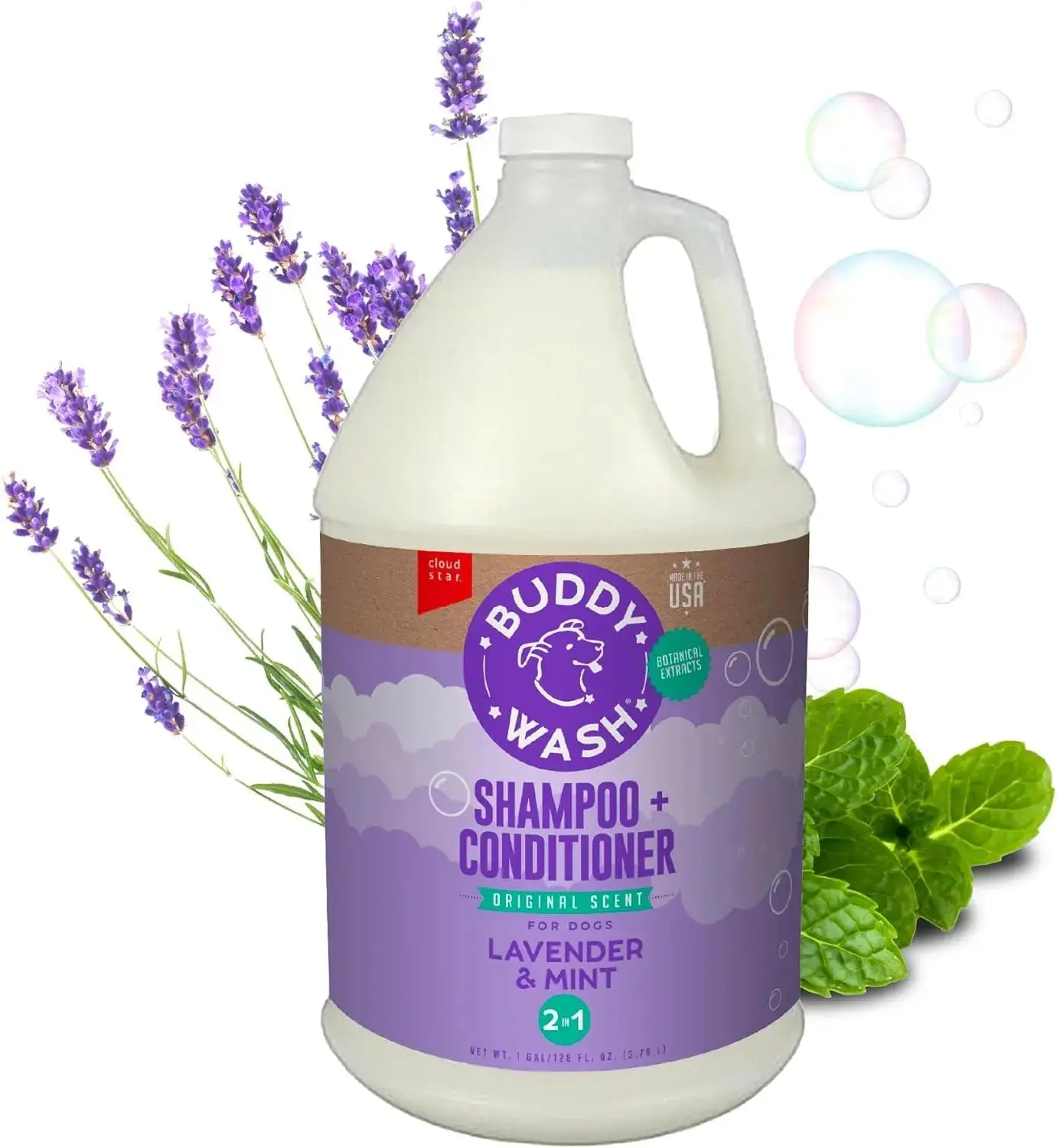 Buddy Wash 2-in-1 Lavender & Mint Dog Shampoo and Conditioner