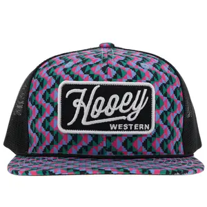 Western Lakota Hat Purple Black with Geometric Pattern Hooey