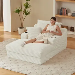 47.24 inch  modern Comfortable Cushioned Compression sofa Oversized Chaise Lounge Chair with Unique Double-Layer Seat Design S-Shaped Armrests Cup Holders Pure Cotton Backrest Lumbar Pillow for Living Room Bedroom Apartment Office living room furniture