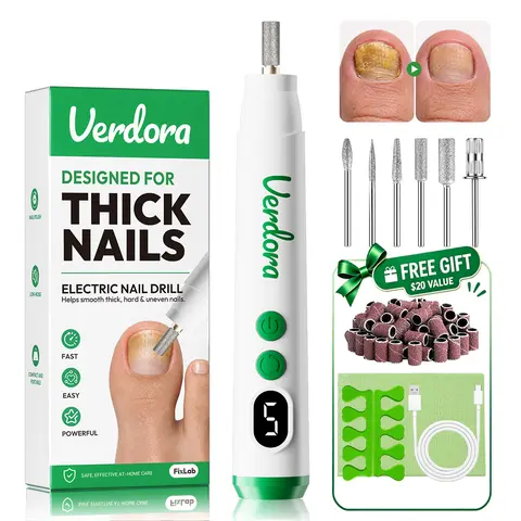 VERDORA Electric Nail Drill for Thick Nails, Cordless Efiles for Fungal Nails, Powerful Grinder with 5 Speeds, Lightweight Nail Care Tool for Nail Repair