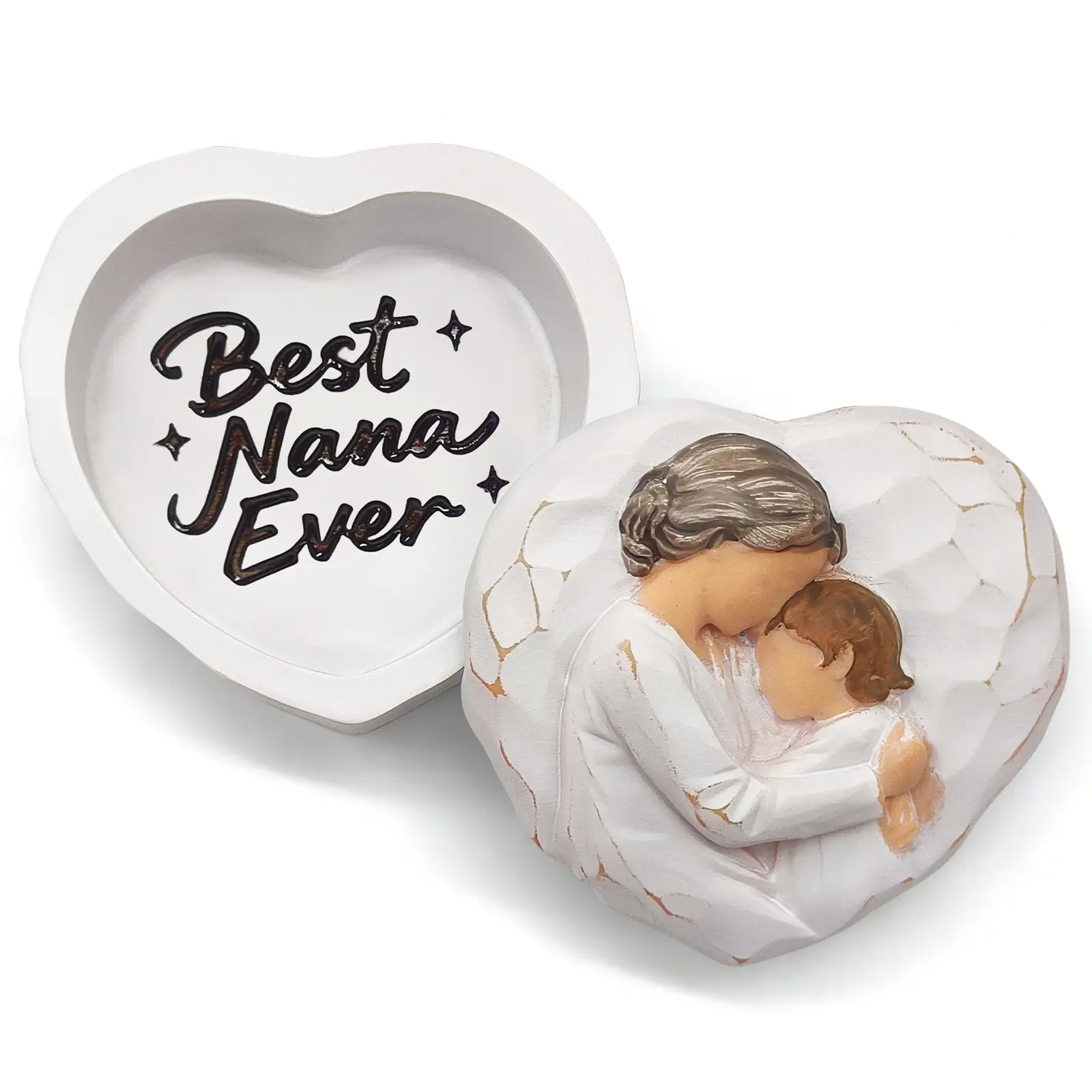 Best Nana Ever Figure Small Keepsake Box Nana Gifts - Mothers Day Birthday Gifts for Grandma from Granddaughter, Grandma Gifts Hand-Painted Resin Jewelry Keepsake Box