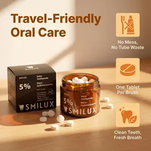 SMILUX Solid Toothpaste Tablets with 5% Nano Hydroxyapatite, Chewable Toothpaste Pellets, Fresh Breath Mint Tabs for Daily Oral Care