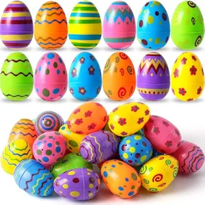 Toy 18 PCs Plastic Printed Bright Easter Eggs, Over 3.15'' Tall Fillable Empty Eggs Bulks for Easter Hunt, Basket Stuffers Fillers, Classroom Prize Supplies, Filling Treats and Party Favor