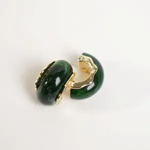 Emerald Resin Hoop Earrings