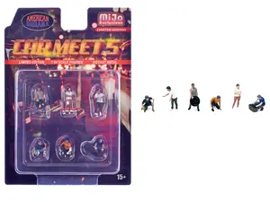 "Car Meet 5" 6 piece Diecast Figure Set Limited Edition for 1/64 Scale Models by American Diorama