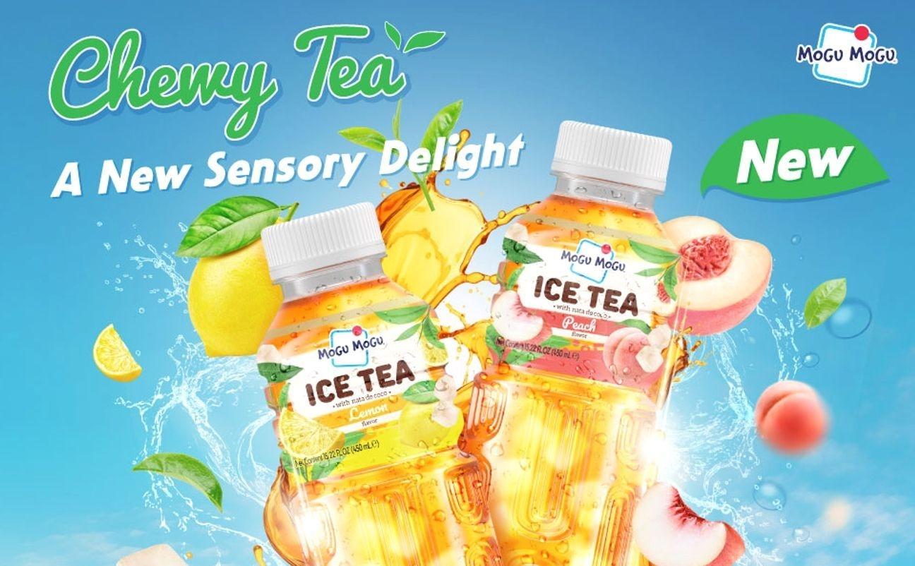 Mogu Mogu Lemon Iced Tea with Nata de Coco (Coconut Jelly) – Chewy Bubble Tea Alternative, Refreshing Drink, 6 Pack Bottles, 15.3 fl oz Each