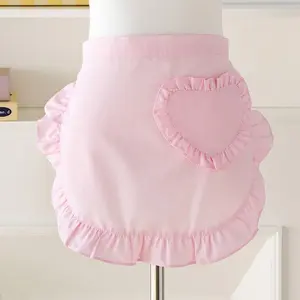 Women's Half Apron Kitchen Cooking Aprons Home Use New Design High Aesthetic Young Style Cooking Cute Ruffle Apron Workwear Thin Breathable Waist Apron