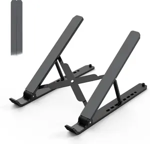 Laptop Stand for Desk, Adjustable Laptop Riser ABS+Silicone Foldable Portable Notebook Holder, Ventilated Cooling Notebook Mount Computer Stand for 10-15.6” Laptops,Tablets-Black