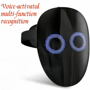 jewelry Smart LED Face Changing Mask with Voice & Gesture Control via App - Wireless DIY Image Editing, 3600+ RGB LEDs, Adjustable Strap & Comfort Fit - Perfect for Halloween, Costume Parties, Role-Play (Black, ABS/Silicone), Party Highligh
