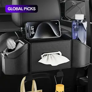 Car Seat Backrest Storage Box, Multifunctional Car Seat Organizer with Tissue Box, Dual Cup Holder, Trash Can, Hook, Phone Holder Design, Practical Car Interior Accessories #GLOBAL PICKS