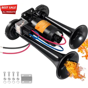 12V 150db Train Air Horn for Truck Car, Dual Electric Air Horns Kit with Compressor for 12V Vehicles Trucks Pickup Trains Lorrys SUVs Cars Boats