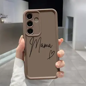 Writing Style MAMA Letter Phone Case, Enhanced Camera Protection,Shockproof Skin-Friendly Touch Soft Cover for Samsung Galaxy S21 S22 S23 S24 S25 S26 Ultra Plus FE A13 A14 A15 A16 A17 A33 A34 A35 A36 A52 A53 A54 Note20 Love