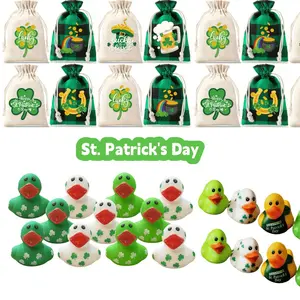 Premium St. Patrick's Day Duck Set  Toys (6/12pcs rubber Lucky  green Ducks ) - Green Party Favors, Kids Gift Exchange, Educational Classroom Prizes, Holiday Bath Time Fun, Themed Decor.