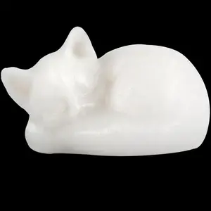 2.1 Inch White Jade   Statue,   Sleeping   Decorations, Lucky Cute Kitten Figurines,   Office Desk Decor for  Lover Man Woman