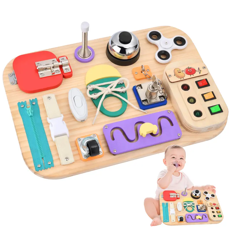 Potatomato Montessori-Inspired Wooden Preschool Busy Board - Sensory Play Puzzle, Shape Sorters, Fine Motor Skill Learning Materials, Hands-On Learning Toy for 1-4 Year Old Girls, Screen-Free Birthday Gifts