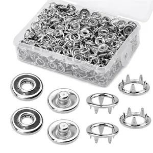 150 Sets Snap Button 9.5Mm Metal Silver Snaps Buttons for Sewing And Crafting, Open Snap Button Snap Fasteners Kit