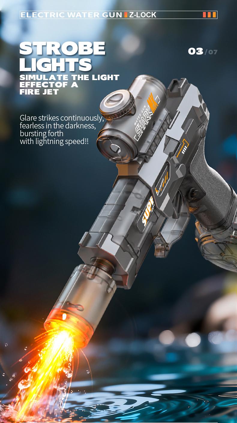 Tactical Automatic Water Gun with LED Light-Up Muzzle, 32+ FT Long Range Powerful Squirt Gun, High Capacity Battery Powered Blaster for Summer Battles & Outdoor Fun Adults & Kids