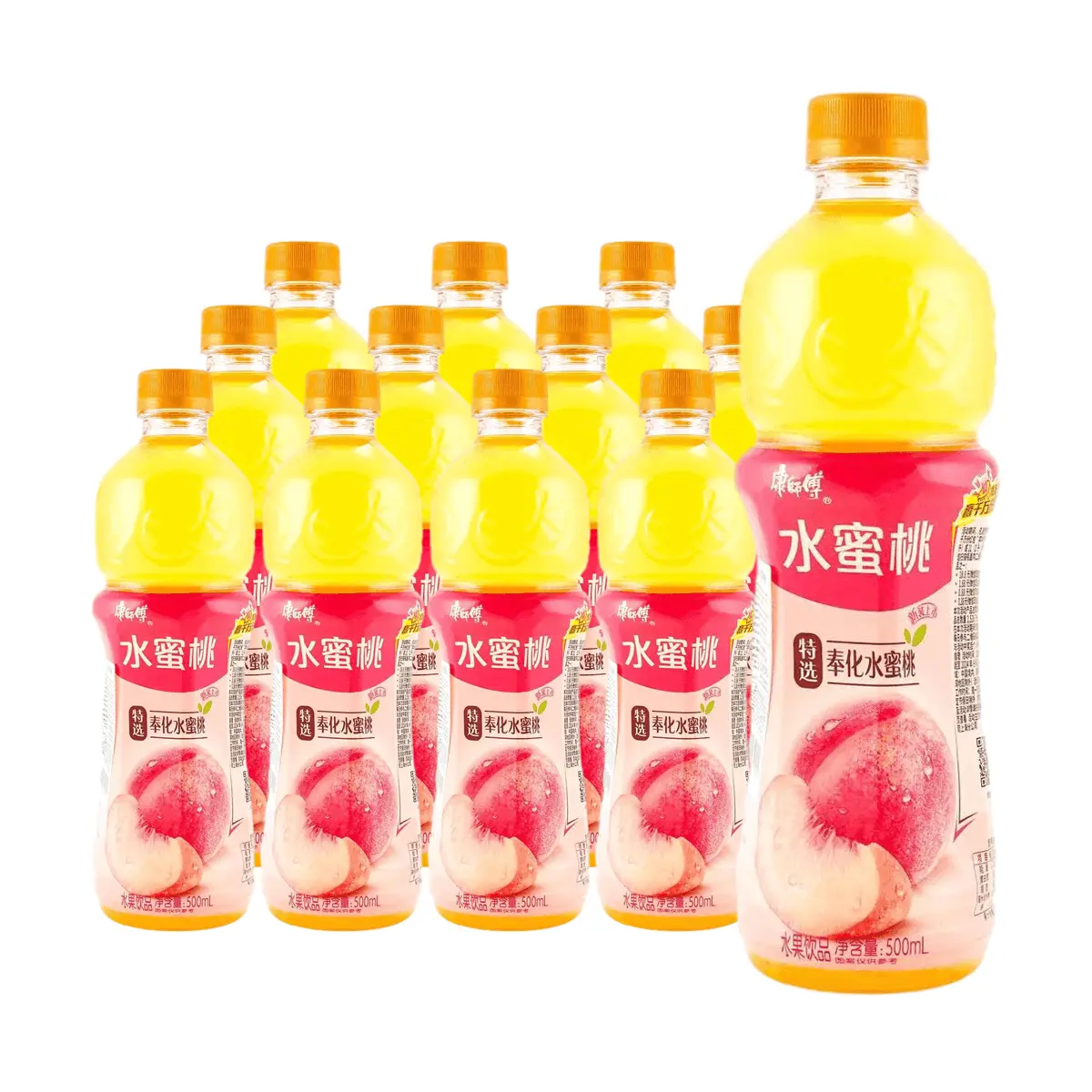 Master Kong Peach Juice Drink, 500ml Bottles (15 Pack) - Real Fruit Beverage for Refreshment