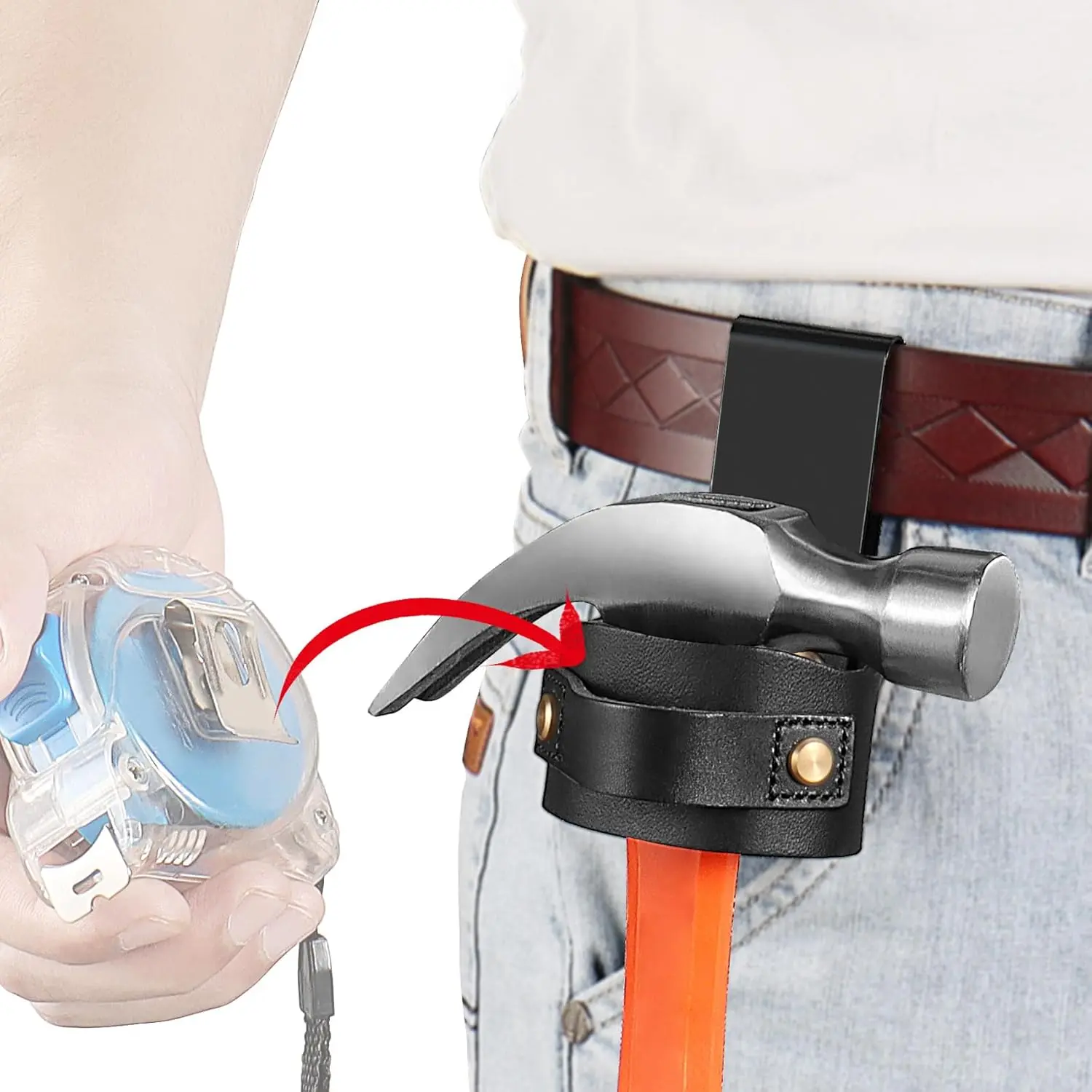 Hammer Holder,Hammer Holder for Belt,Hammer Loop,Hammer Holster,Clip-On Tool Belt Holster Holds Hammers,Hatchet, or Mallet, Occidental Leather Hammer Holdert