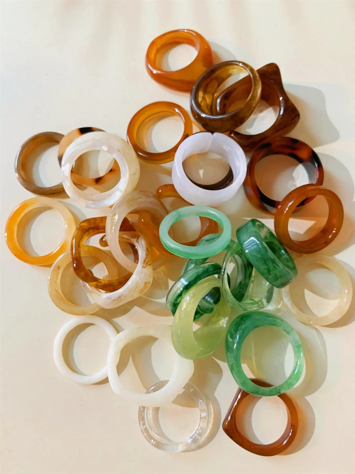 Summer Minimalist Vintage Style Halo Staining Design Irregularity Large Resin Rings Set, 2024 New Style Funky Unique Accessories for Women & Girls, I