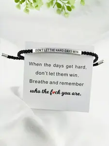 Don't Let The Hard Days Win Inspire Bracelet - Stainless Steel & 18k Gold Plated Braided Design with Engraved Message - Adjustable Up to 10"