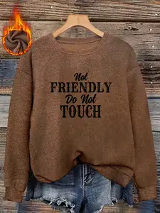 Women's Fall Winter Round Neck Faux Fur Sweater, Warm Plush Soft Thermal Top, Cartoon Graphic Print Casual Everyday Pullover, Long Fitted