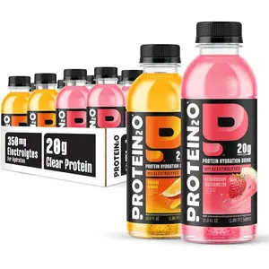 Protein2o Hydration Drink 2-in-1 Clear Whey Protein Isolate and Electrolyte Beverage With 20g Protein 16.9 Fl Oz 12-Count Variety Pack