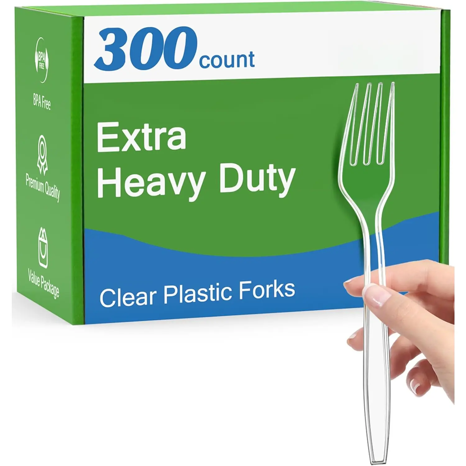 300 Count Extra Heavy Duty Clear Plastic Forks Disposable, , Heat Resistant, Solid and Durable Disposable Forks Bulk,  Plastic Forks heavy duty for Party