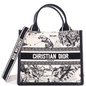 Pre-owned Dior Canvas Plain, Leather Tote Bags REBAG Christian Book Tote with Strap Embroidered Canvas Small by Rebag