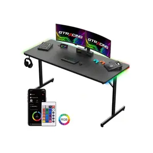 High quality  GTRACING 55 Large RGB Gaming With Mouse Pad T Shaped Office Desk Spacious Work Surface Table Black