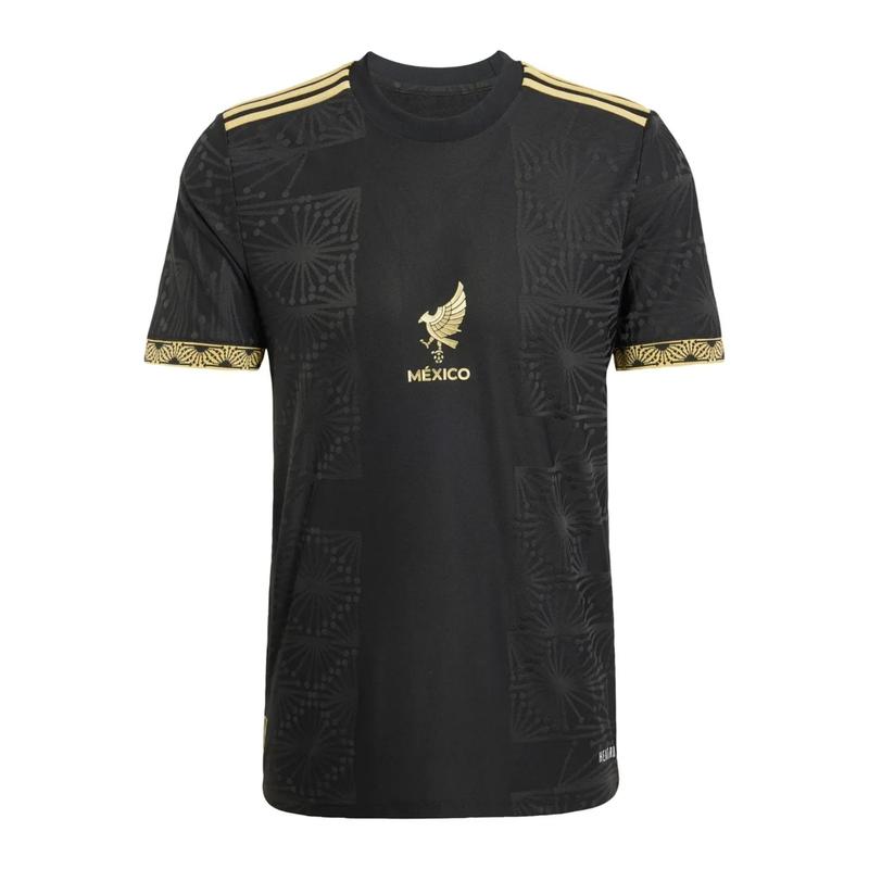 2025-26 Mexico Home Kit Black & Gold Fan Edition Adult Long-Sleeve Breathable Quick-Dry Soccer Jersey