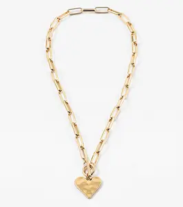 Hammered Heart Toggle Necklace