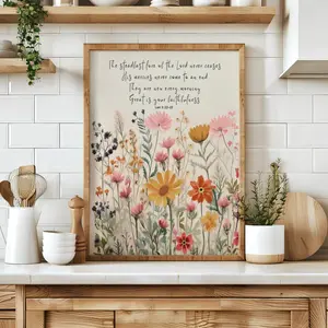 Flowers with Bible Verse, Boho, Lamentations 3 Scripture Wall Art, Wildflower Art Print, , Christian Printable Floral Art, Room Decor, Unframed