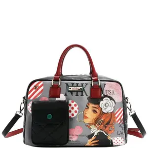 Nicole Lee Nikky By Nicole Lee Boston Women Bag Ciega Por Ti - Elegant Eco-Leather & PU Suede with Gold-Toned Logo Nameplate & Exclusive Print