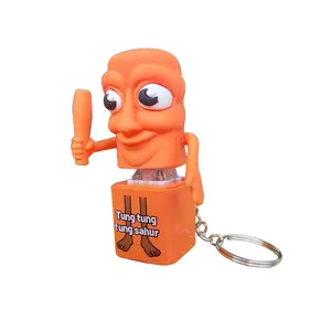 Funny Italian Brainrot Tung Tung Sahur Realistic Sound Keychain, Viral Stress Relief Toy, Press Button Fidget Toy Gift for Adults
