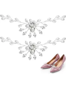 Elegant Detachable Crystal Pearl Metal Shoe Clips, Fashion Accessory for High Heel Sandals, Wedding Shoes, Office Business Occasions