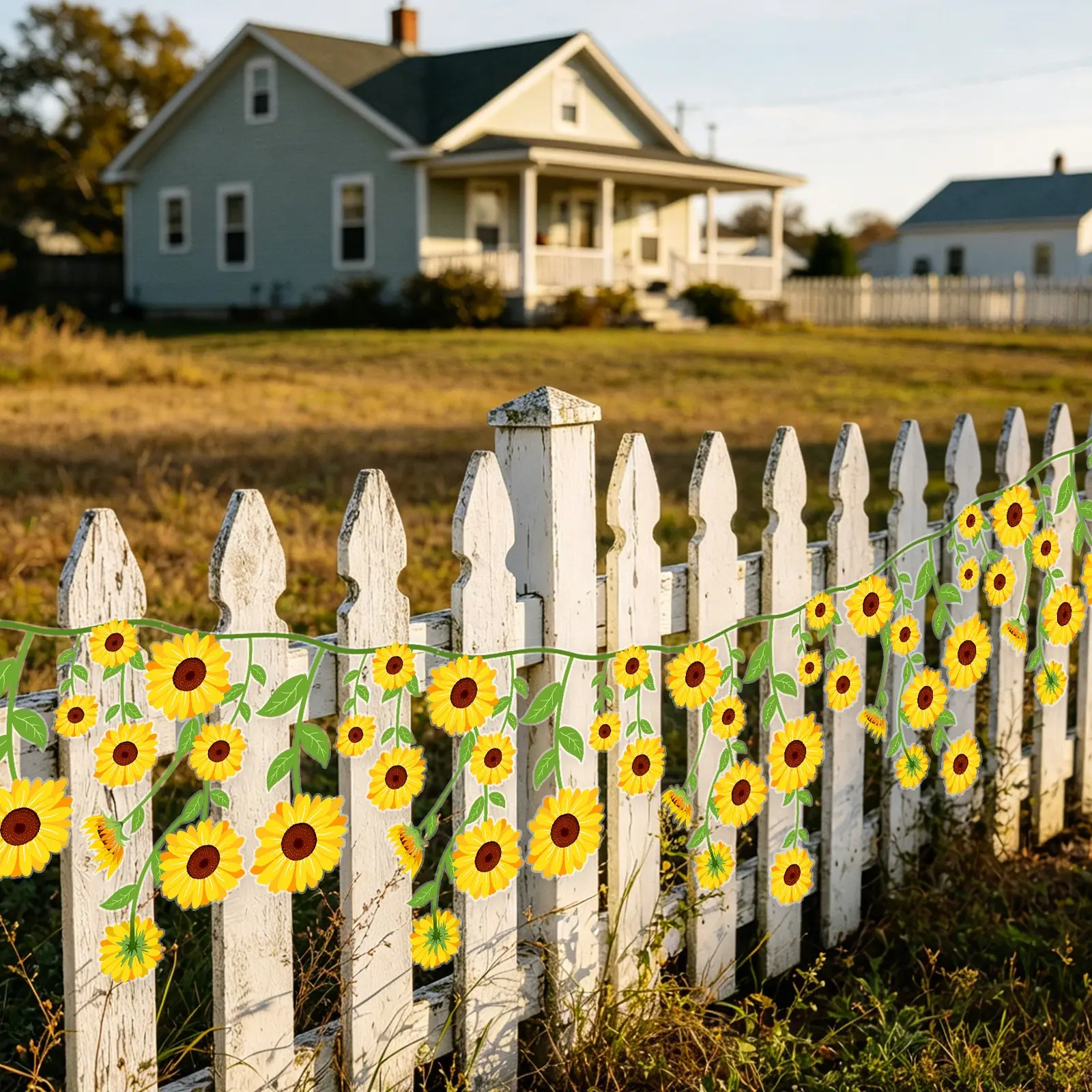 A fresh sunflower-themed banner, suitable for decorating children's rooms, homes, parties and many other occasions, Party Decoration Banner. #Children's Room Decoration #Good Products for Mothers and Babies #Sunflower Flag Banner