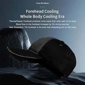 Coolvor Mini A/C Cap with USPTO patented design, built-in long last cooling/warming system, rechargeable battery + type C port, easy cool/warm switch, 3 adjustable cool levels and 1 warm level, perfect outdoor hat. black hat