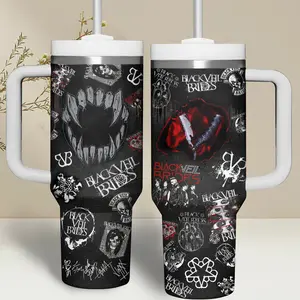 Black Veil Brides Music Tumbler 40oz with Handle, Gothic Rock Aesthetic Cup, Andy Biersack Inspired Mug, Emo Alternative Fan Gift, Dark Band Style Travel Mug, Stainless Steel Tumbler
