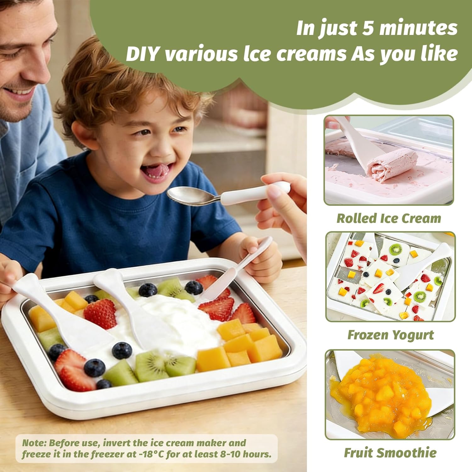 Ice Cream Roller Maker – DIY Rolled Ice Cream Tray | Instant Frozen Yogurt & Gelato Pan for Home | Fun Parent‑Child Activity | White Ice Cream Roller Maker – DIY Rolled Ice Cream Tray | Instant Frozen Yogurt & Gelato Pan for Home | Fun Parent‑Child Activity | White