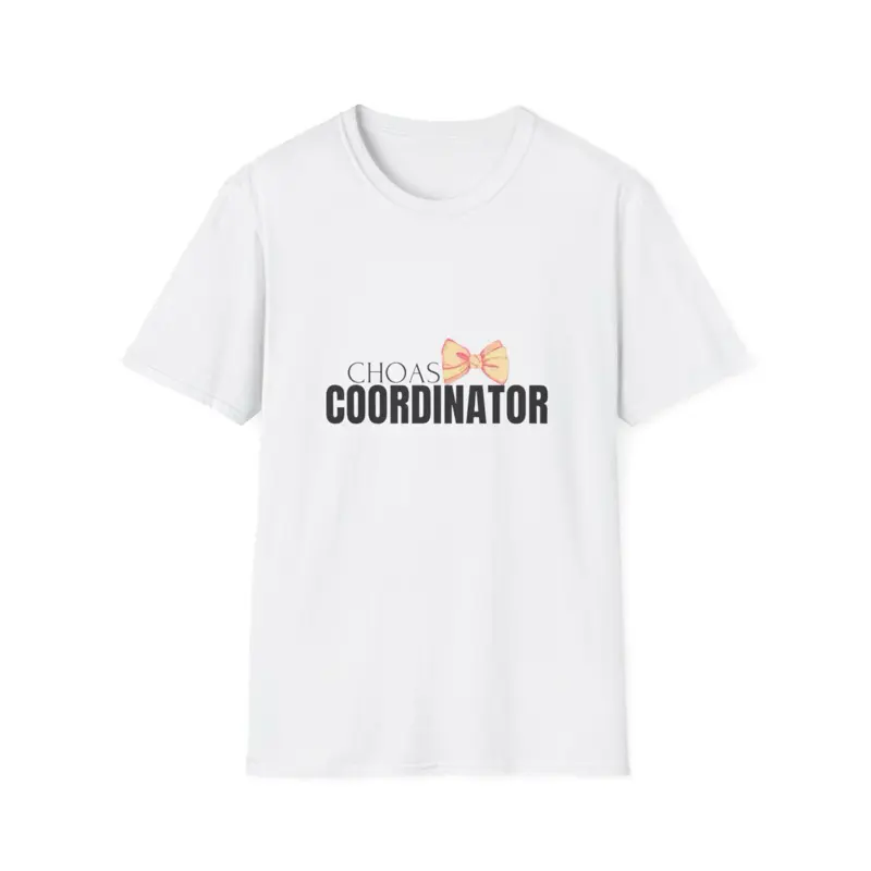 Chaos Coordinator White T-Shirt for Moms with Bow Design Comfortable and Stylish