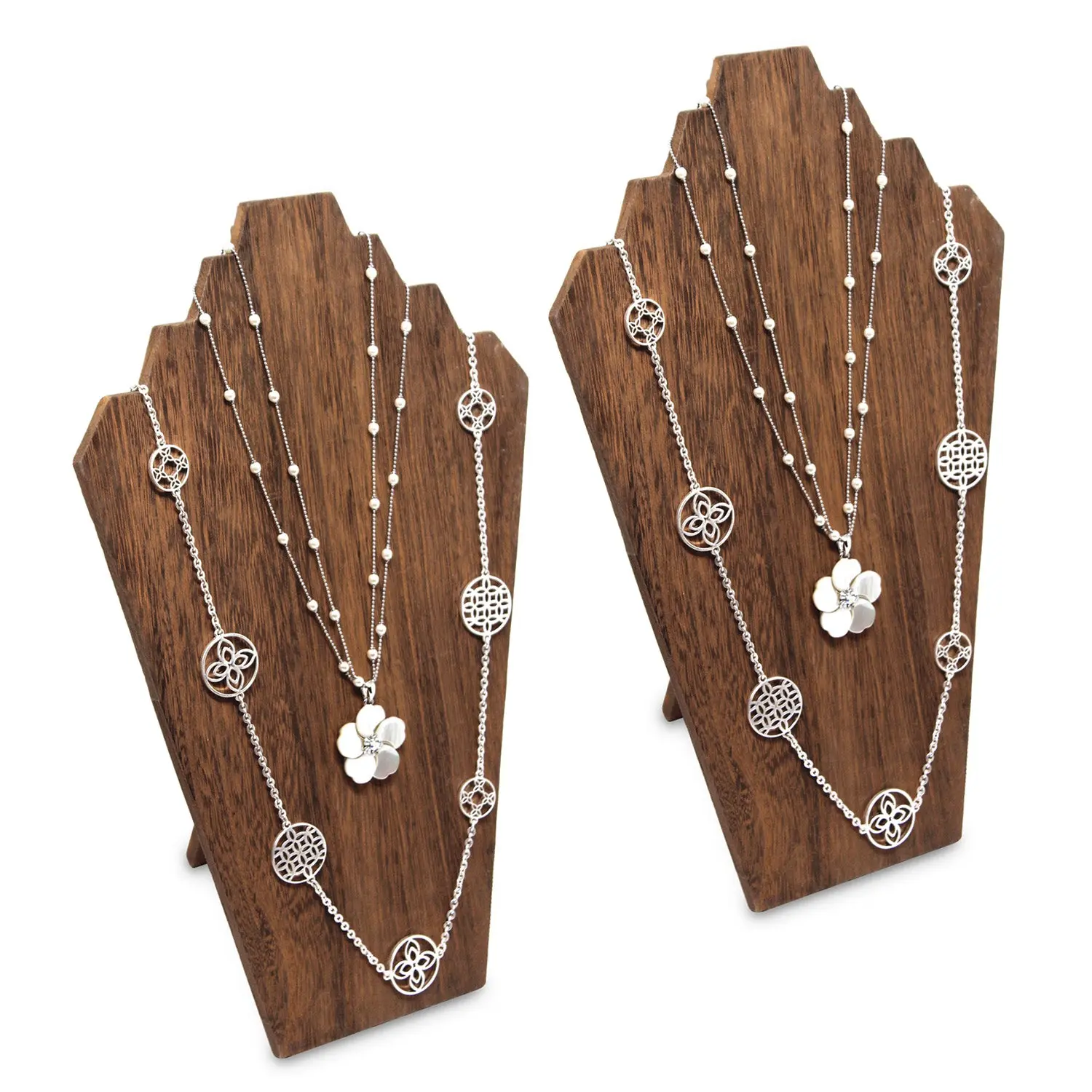 2 pieces Wooden Jewelry Display Bust with Easel for 3 Necklaces