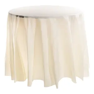 Ivory Round Disposable Plastic Tablecloths (84")