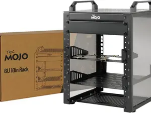 6U Network Rack, 10 inch Mini Server Rack with 2 Side Translucent Panels & 2 Top Handles, 7.87 inch Deep, for 10 inch IT Equipment & A/V Devices, Black
