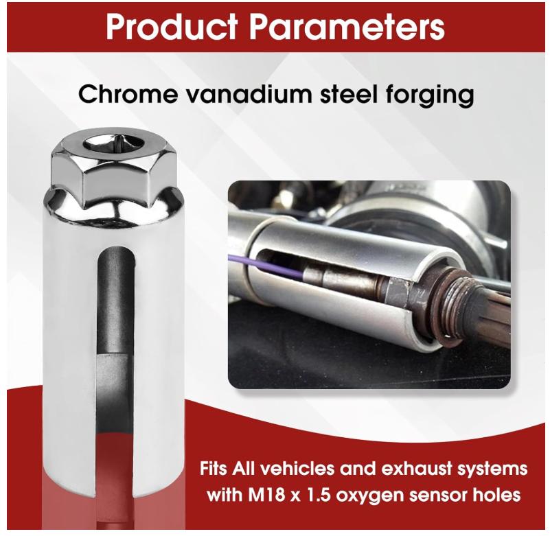 7/8 in (22mm), Premium O2 Sensor Removal Tool with Thread Chasers & Offset Wrenches, Heavy-Duty Automotive Kit for Easy Installation & Repair, 5PCS Socket Set, 3/8 in Drive torque wrench wrench Ratcheting and Metric